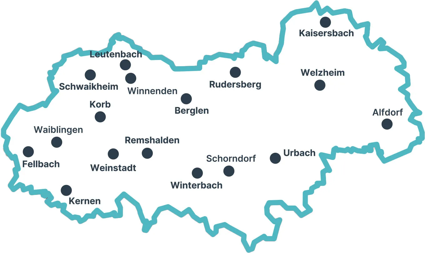 Karte des Bundestagswahlkreises Waiblingen