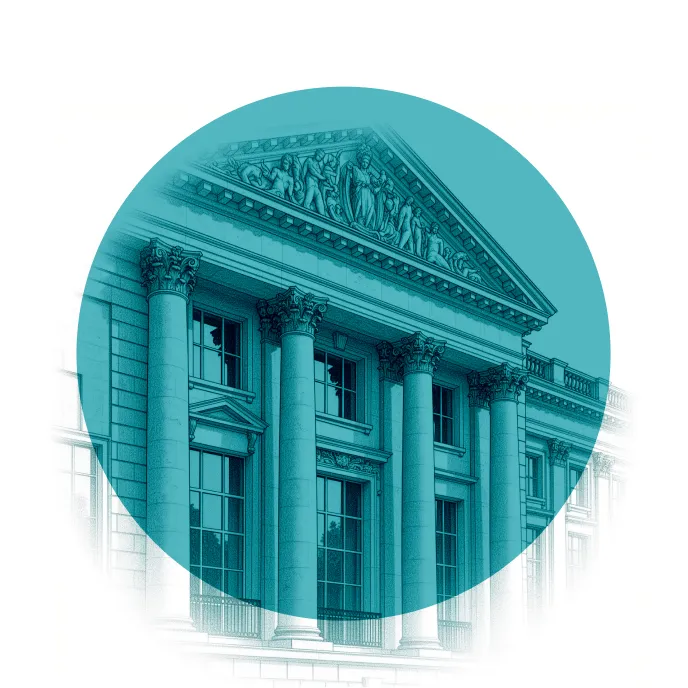 Symbolbild Ministeriumsgebäude – Sicherheit, Bildung und Landwirtschaft